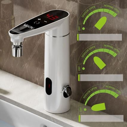 Touch-doorstroomwaterverwarmer met sensor en LED scherm 3000W/230V IPX4 wit
