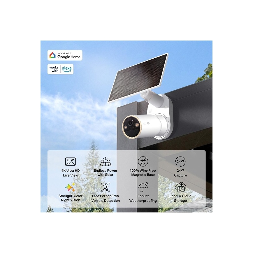 TP-Link - Buitencamera op zonne-energie met sensor, IP66, Wi-Fi