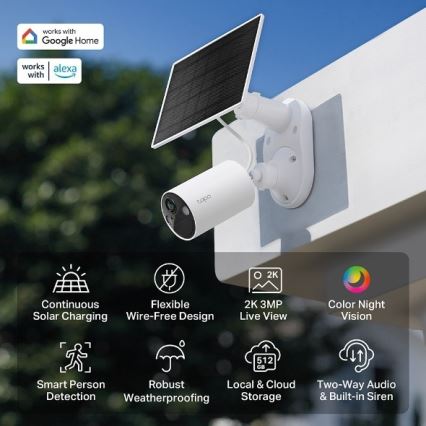TP-Link - Buiten zonnecamera met sensor IP65 Wi-Fi