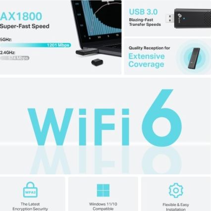TP-Link - Dualband draadloze USB-adapter met Wi-Fi 6