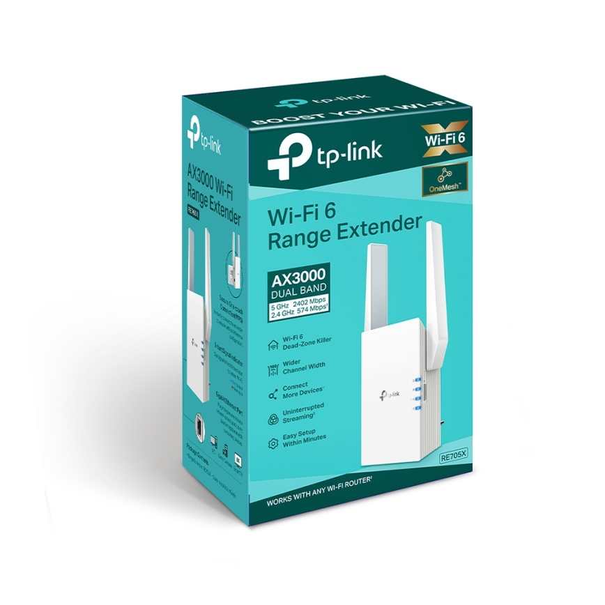 TP-Link - Dualband Wi-Fi 6 Range Extender RE705X