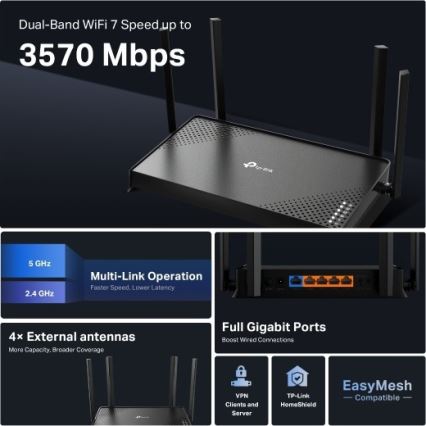 TP-Link - Dualband Wi-Fi 7-router Archer BE220