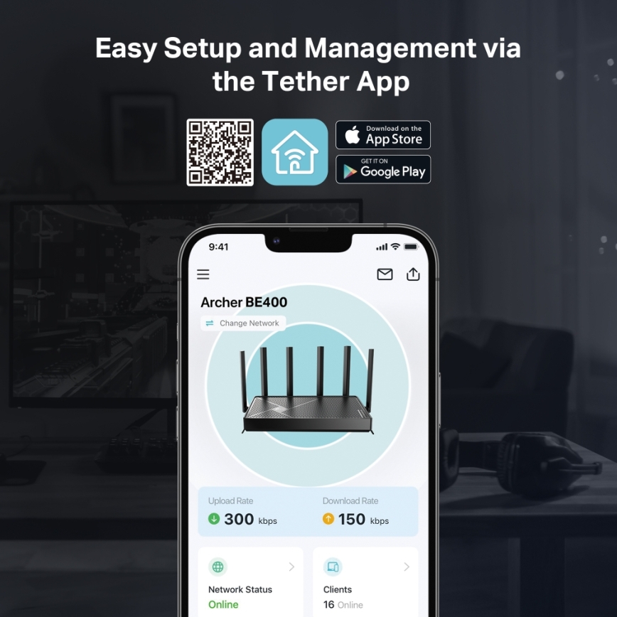TP-Link - Dualband Wi‑Fi 7-router Archer BE400