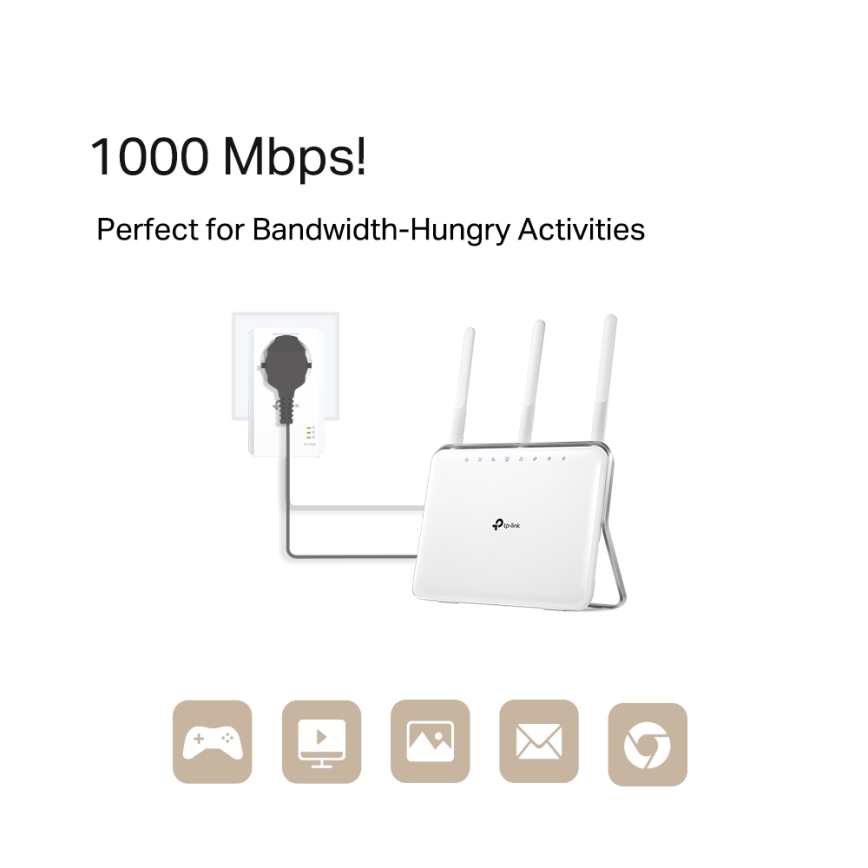 TP-Link - Gigabit Powerline-set met doorgangsstopcontact en Wi‑Fi