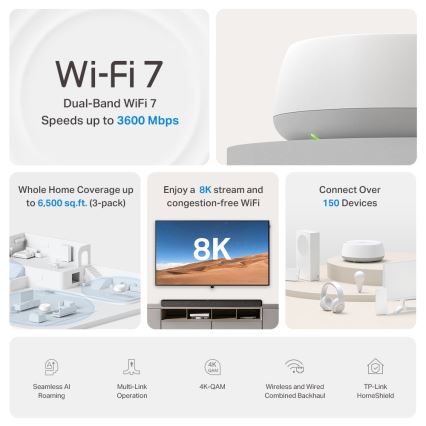 TP-Link - Set van 2 Wi-Fi 7 mesh-systemen voor het hele huis Deco BE22