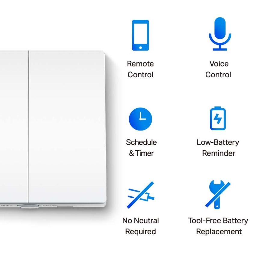 TP-Link - Slimme lichtschakelaar met twee knoppen, 2xAAA, Wi-Fi
