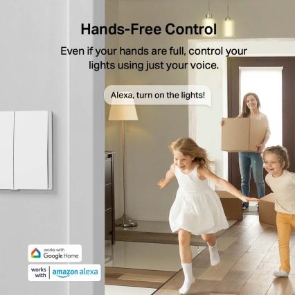 TP-Link - Slimme lichtschakelaar met twee knoppen, 2xAAA, Wi-Fi