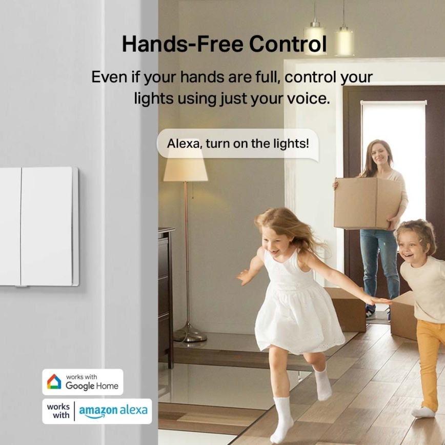 TP-Link - Slimme lichtschakelaar met twee knoppen, 2xAAA, Wi-Fi