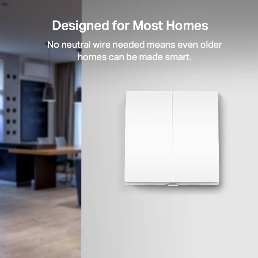 TP-Link - Slimme lichtschakelaar met twee knoppen, 2xAAA, Wi-Fi