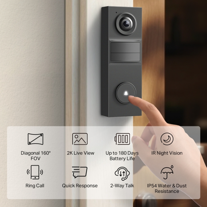 TP-Link - Slimme mini videodeurbel Wi-Fi