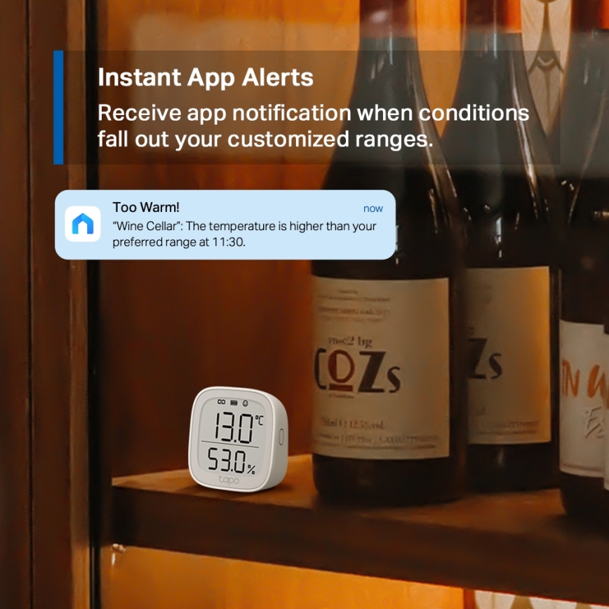 TP-Link - Slimme monitor voor het meten van temperatuur en luchtvochtigheid 2xAAA