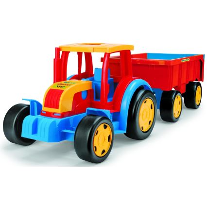 Tractor met aanhanger 102 cm rood/blauw/geel