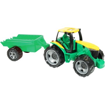 Tractor met aanhanger 71 cm groen/geel