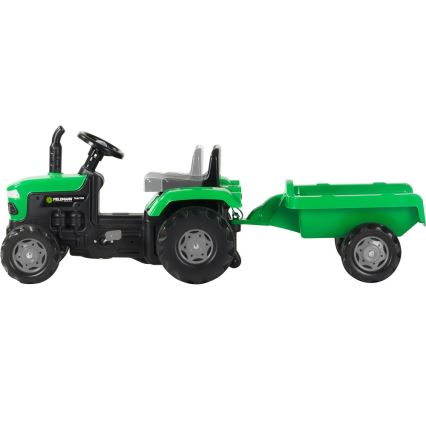 Traptractor met wagen zwart/groen