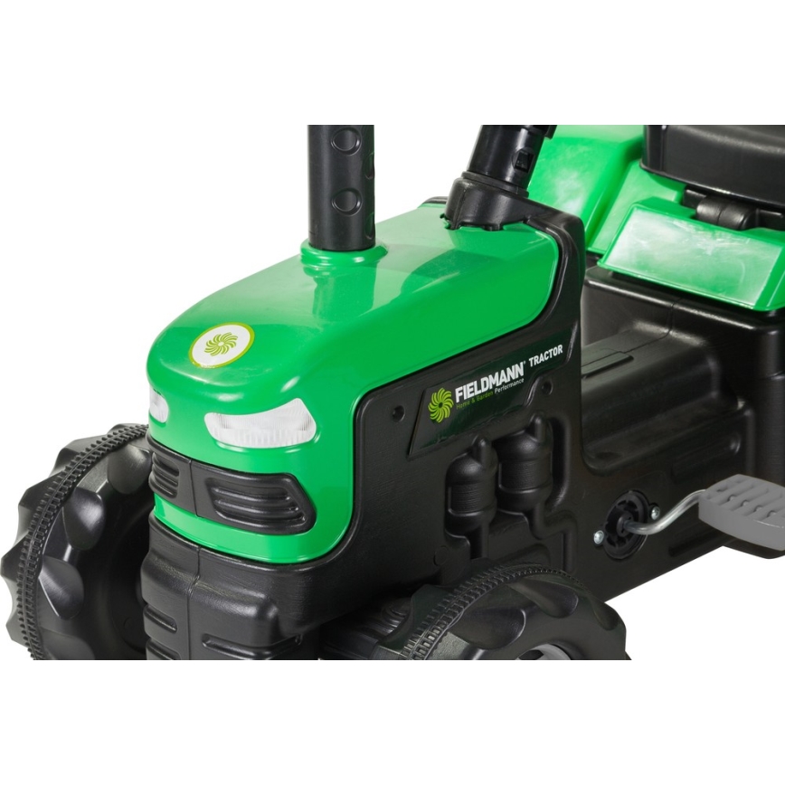 Traptractor met wagen zwart/groen