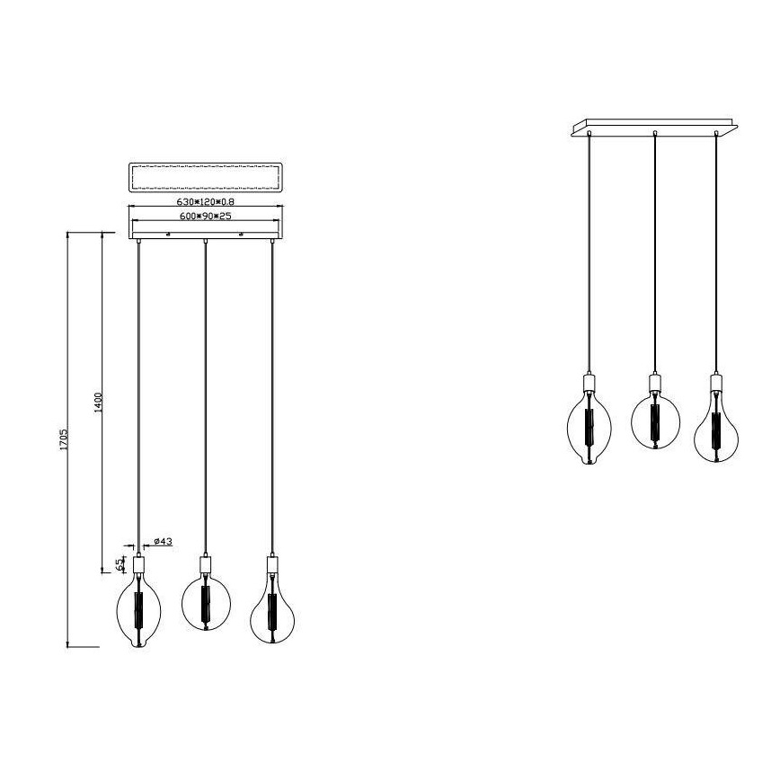 Trio - Dimbare LED Hanglamp aan een koord GINSTER 3xE27/8W/230V