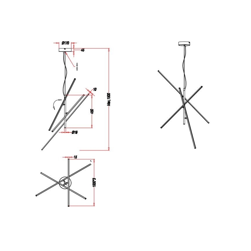 Trio - Dimbare LED Hanglamp aan een koord TIRIAC 3xLED/8,5W/230V wit