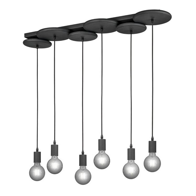 Scheur Uitscheiden stopcontact Trio - Hanglamp aan een koord DISCUS 6xE27/28W/230V zwart | Lampenmanie