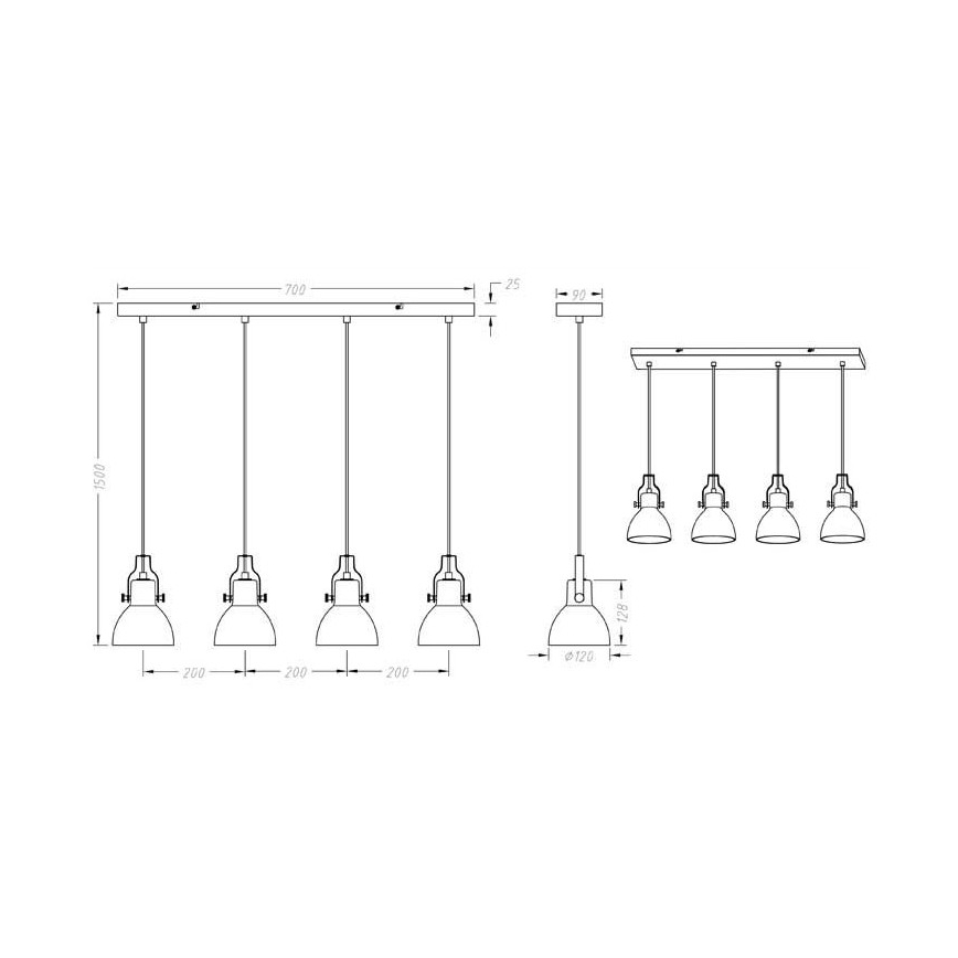 Trio - Hanglamp aan een koord GINELLI 4xE14/28W/230V