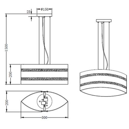 Trio - Hanglamp aan een koord NIKOSIA 2xE27/40W/230V zilver