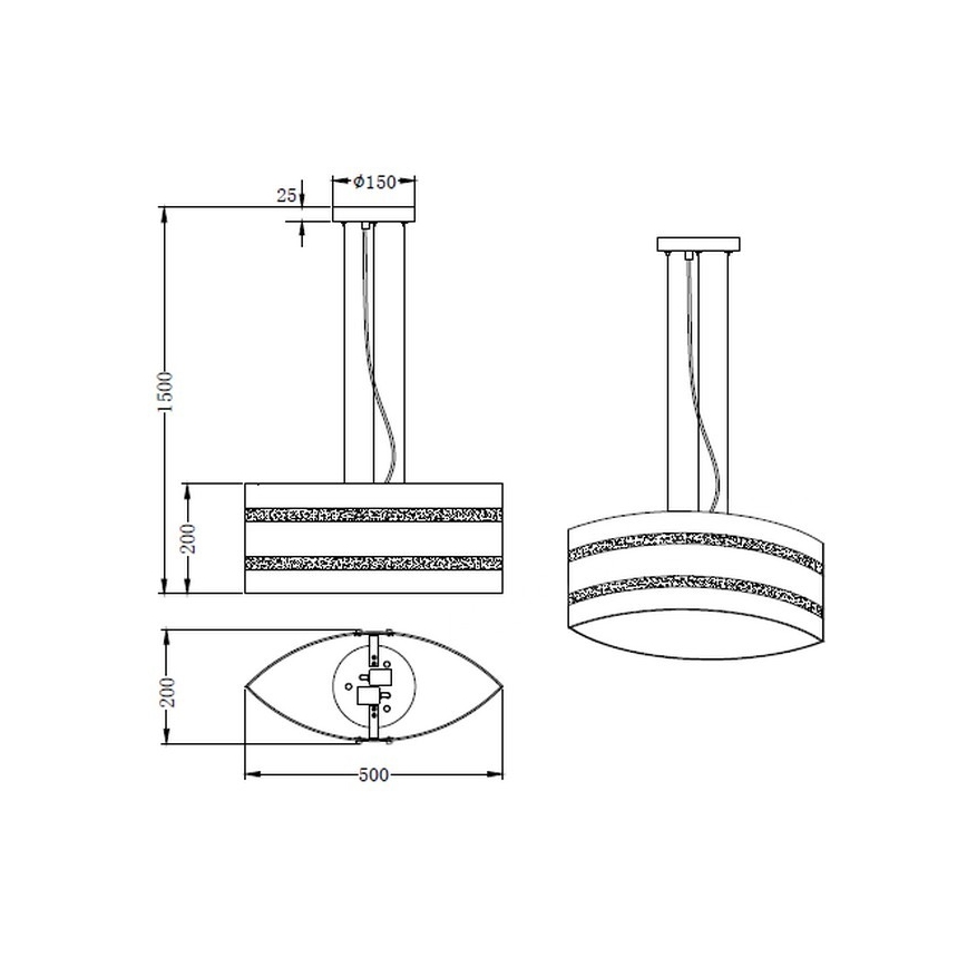 Trio - Hanglamp aan een koord NIKOSIA 2xE27/40W/230V zilver