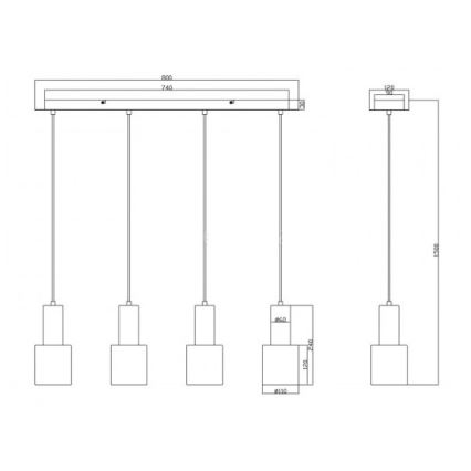 Trio - Hanglamp aan een koord WAILER 4xGU10/5W/230V grijs