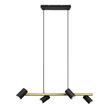 Trio - Hanglamp aan kabel MARLEY 4xGU10/35W/230V zwart/goud