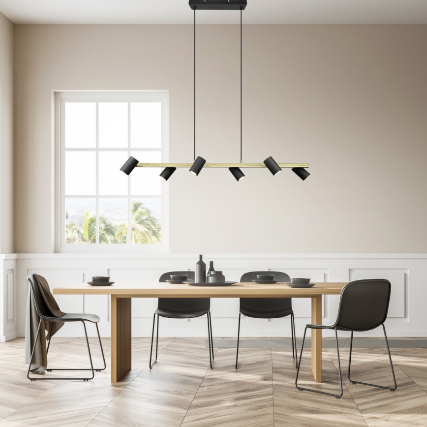 Trio - Hanglamp aan kabel MARLEY 6xGU10/35W/230V zwart/goud