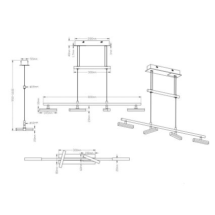 Trio - LED Dimbare kroonluchter aan koord OPIUM 4xLED/4W/230V