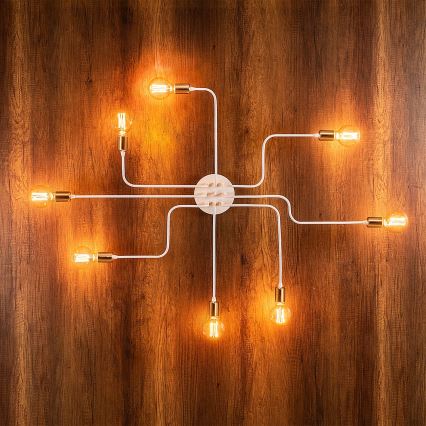 TRUVA Platte plafondlamp 8xE27/40W/230V wit/goud