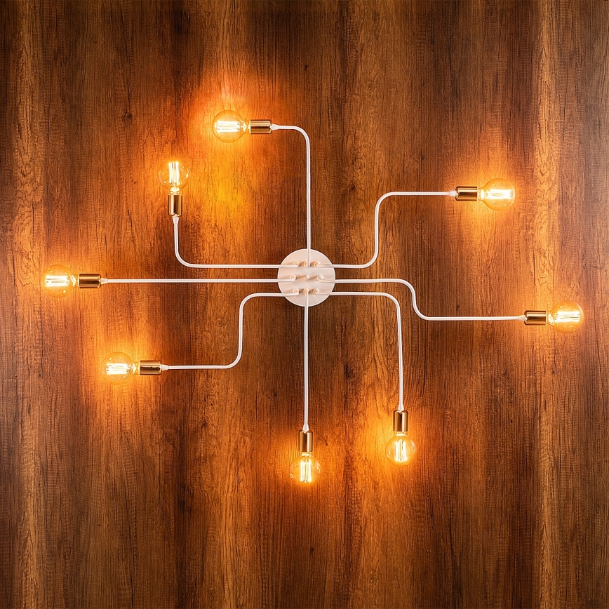 TRUVA Platte plafondlamp 8xE27/40W/230V wit/goud