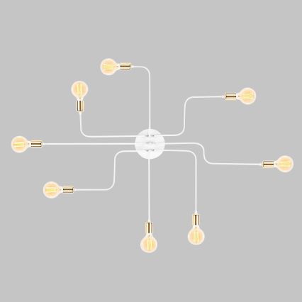 TRUVA Platte plafondlamp 8xE27/40W/230V wit/goud