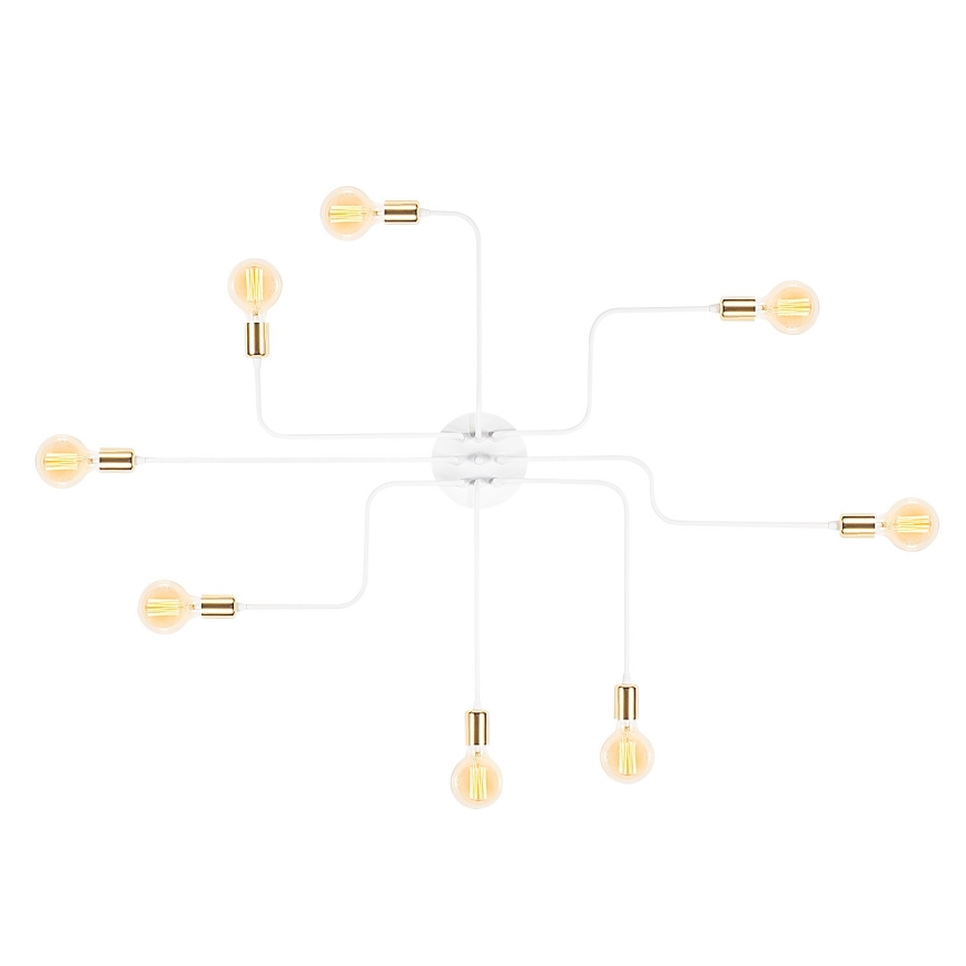 TRUVA Platte plafondlamp 8xE27/40W/230V wit/goud