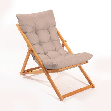 Tuin ligstoel beige/beuken