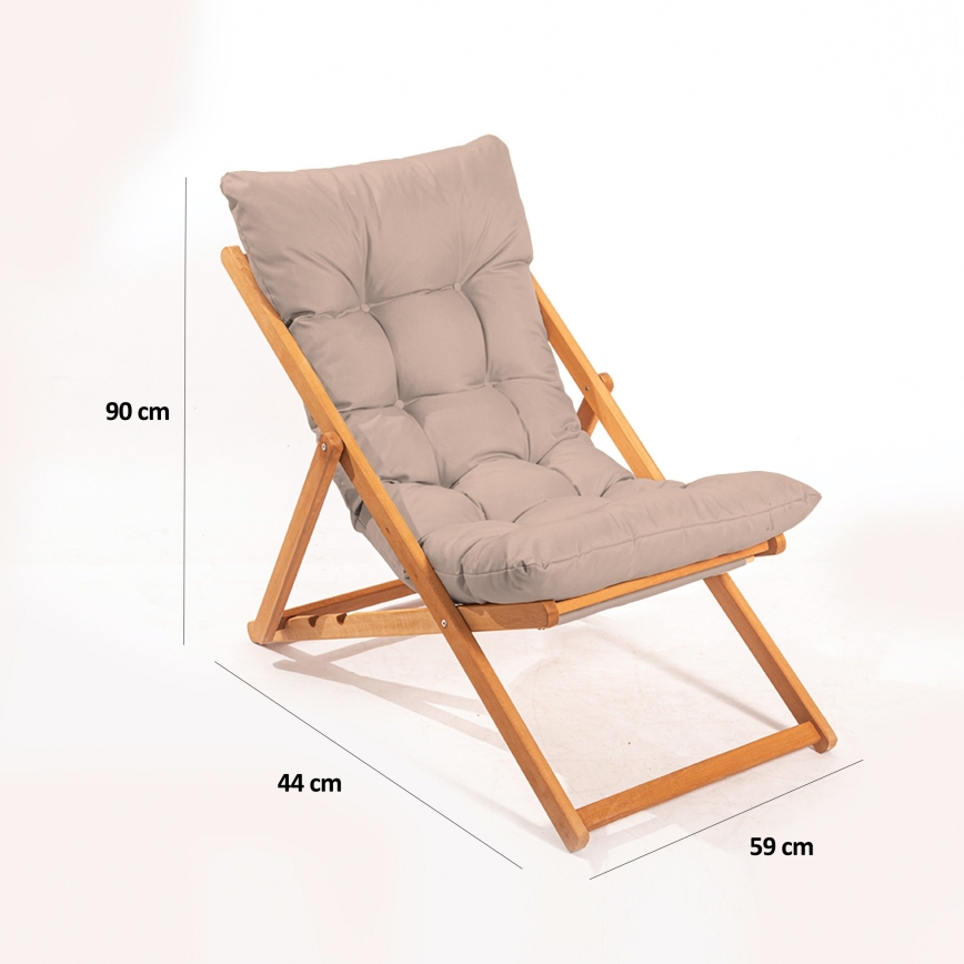 Tuin ligstoel beige/beuken