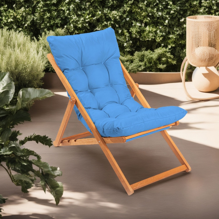 Tuin ligstoel blauw/beuken