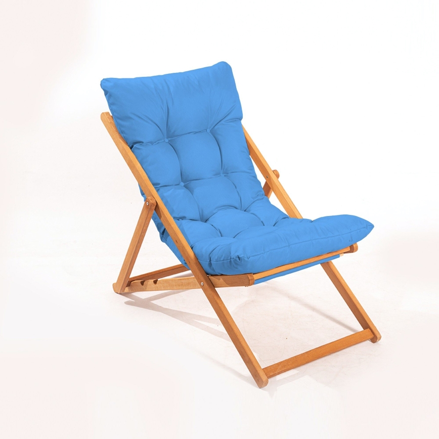 Tuin ligstoel blauw/beuken