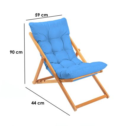 Tuin ligstoel blauw/beuken