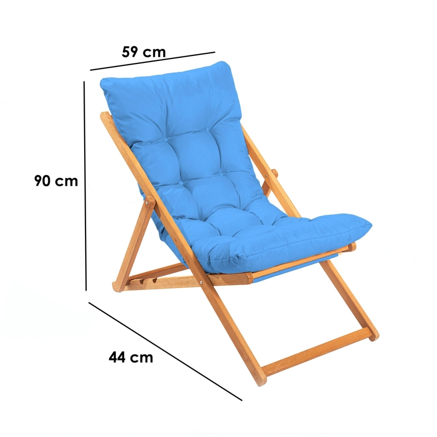 Tuin ligstoel blauw/beuken