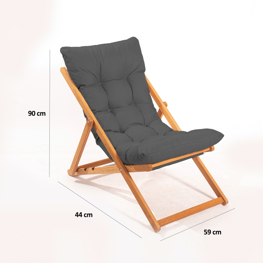 Tuin ligstoel grijs/beuken