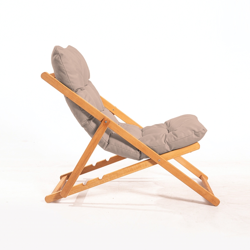 Tuinligstoel beige/beukenhout