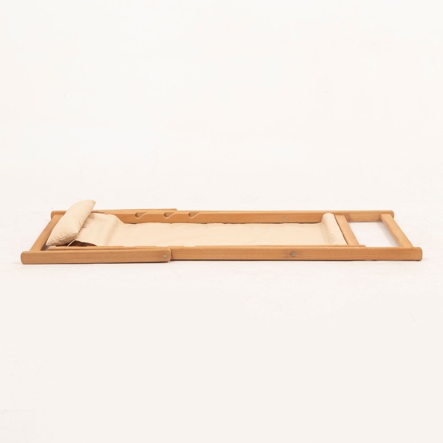 Tuinligstoel beige/eiken