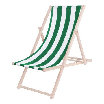 Tuinligstoel groen/wit/beuk