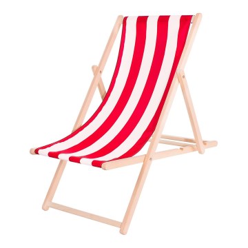 Tuinligstoel rood/wit/beuk