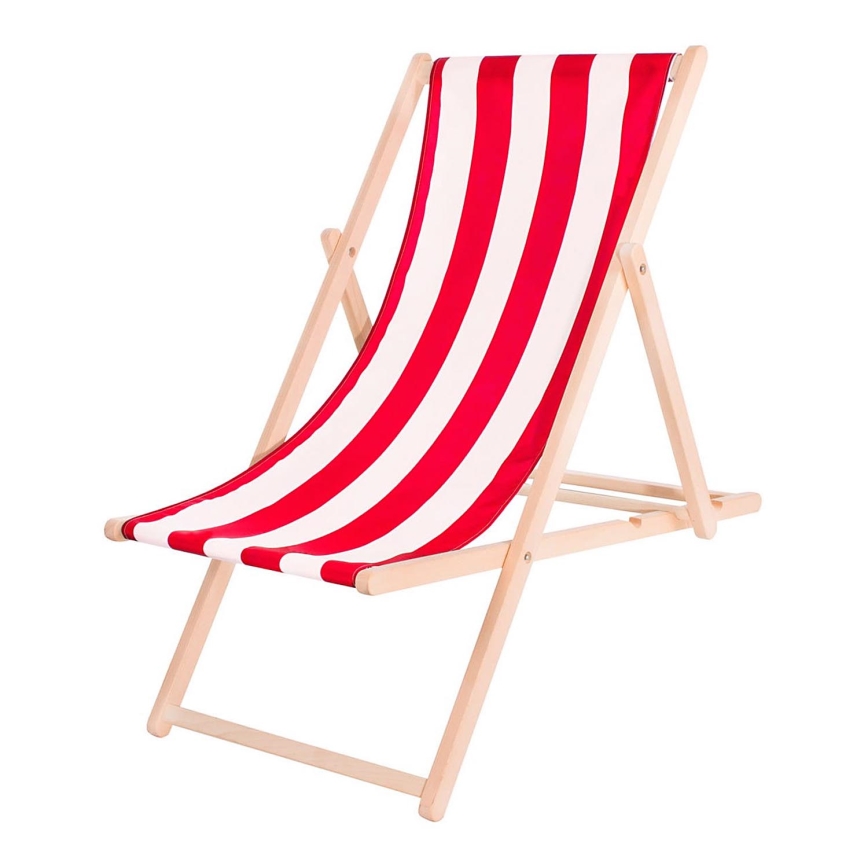 Tuinligstoel rood/wit/beuk