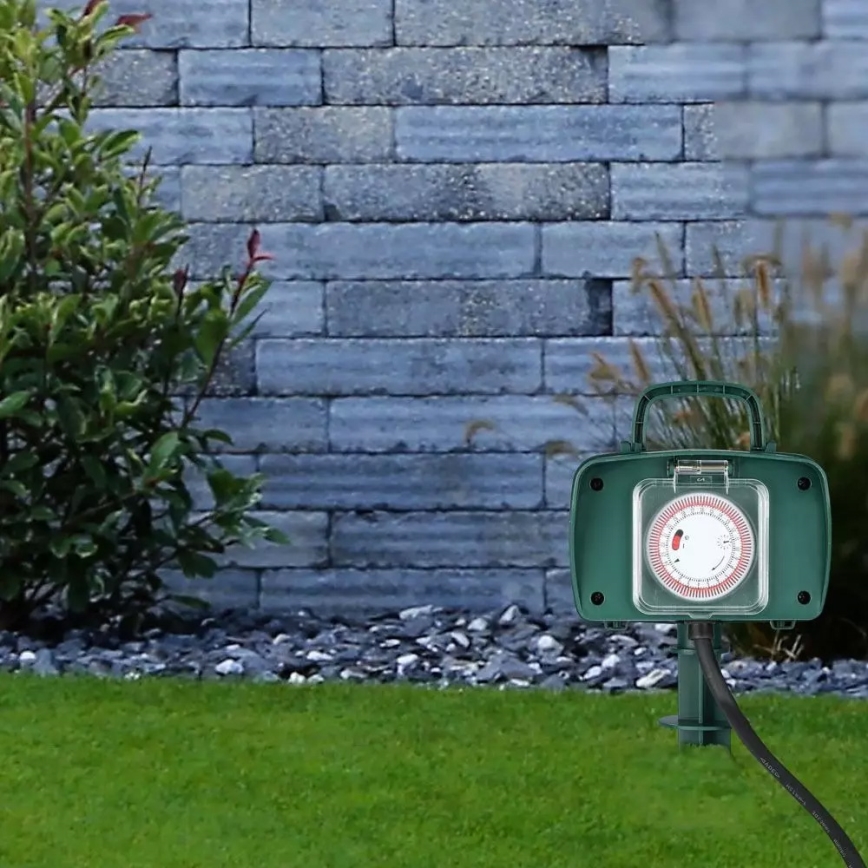 Tuinstopcontact met timer 2-voudig 230V IP44