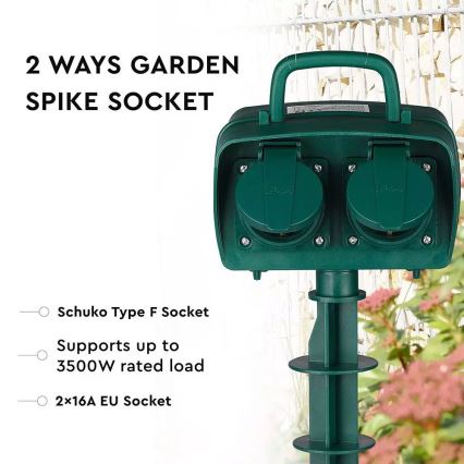 Tuinstopcontact met timer 2-voudig 230V IP44