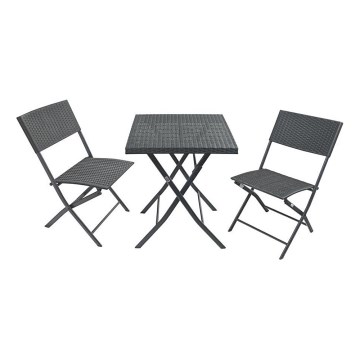 Tuintafel + 2x stoelen, grijs