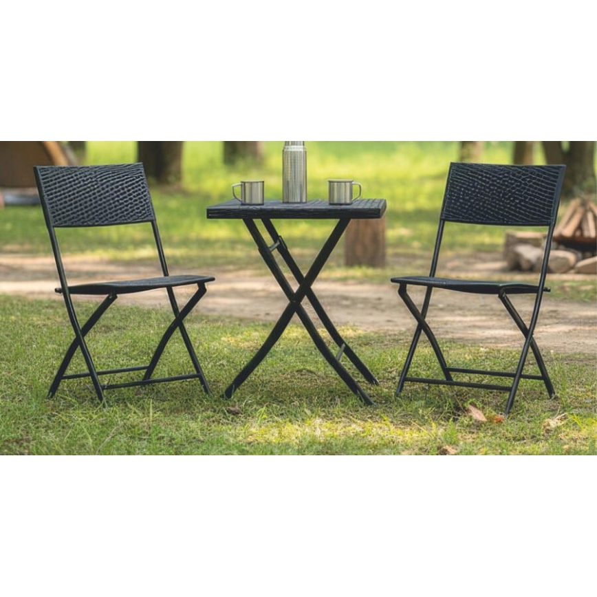 Tuintafel + 2x stoelen, grijs