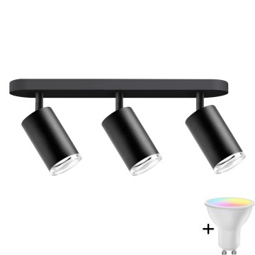 TURYN LED RGBW Dimbare Bad Inbouwspot 3xGU10/6,5W/230V 2700-6500K Wi-Fi IP44 Zwart